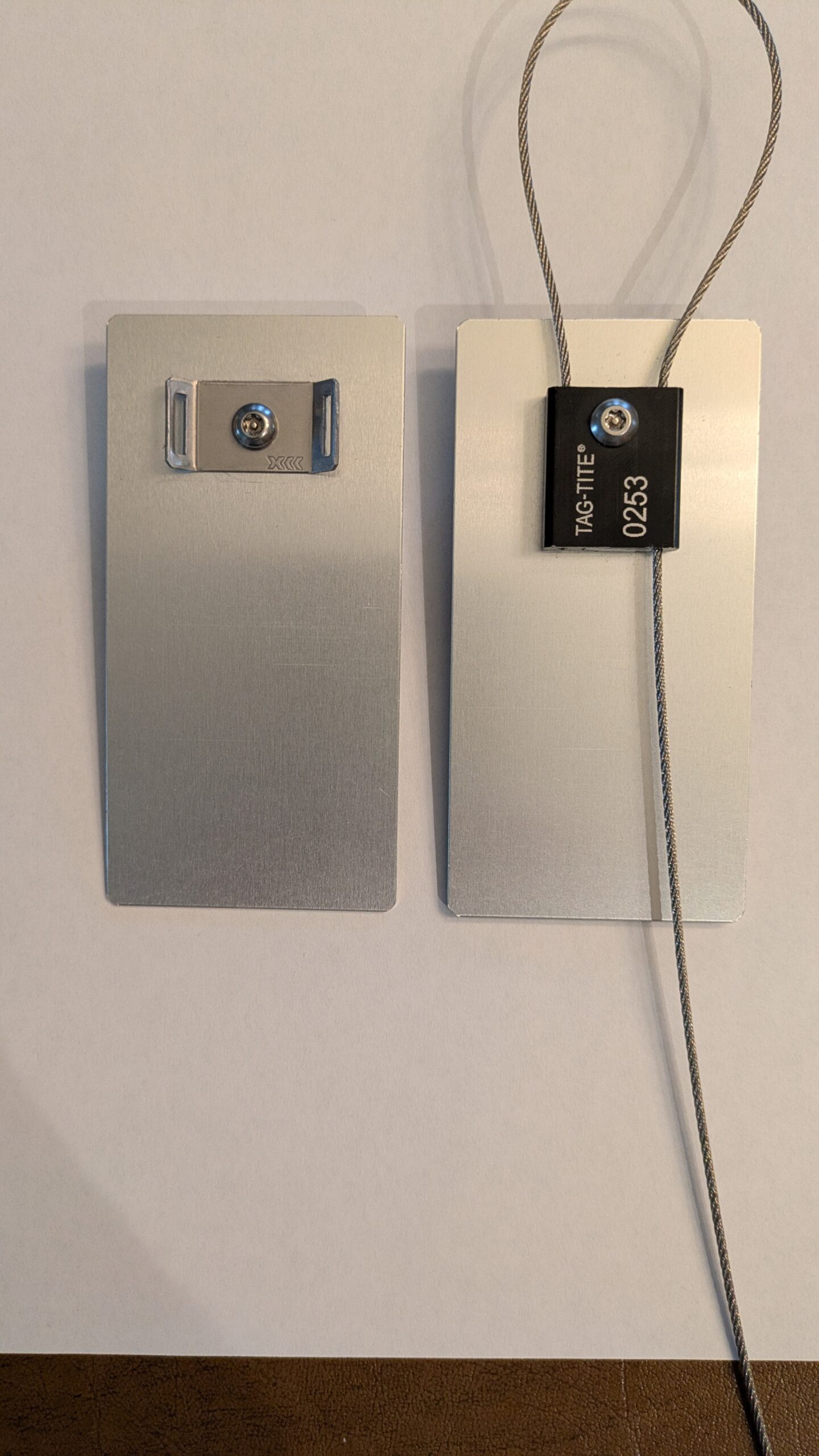 LDAR Tag in silver and black with RFID, anodized aluminum, 2” x 4” - Image 2