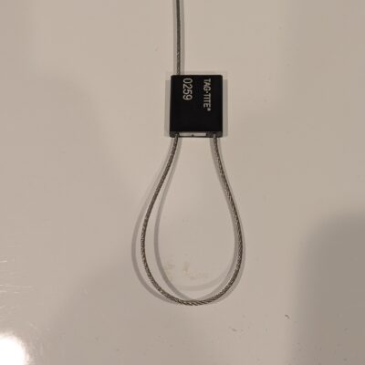 TAG-TITE stainless steel braided cable tie, 18” long, 1/16" diameter, aluminum lock body